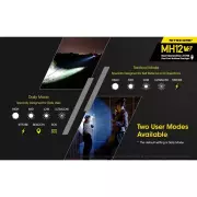 Ruční svítilna Nitecore MH12 V2, 1200 lm, 202m, 1x 21700, USB-C nabíjení