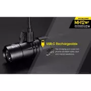 Ruční svítilna Nitecore MH12 V2, 1200 lm, 202m, 1x 21700, USB-C nabíjení