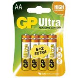 Baterie GP tužková ALKALINE Ultra R6A 6+2 ks, AA 1,5 V