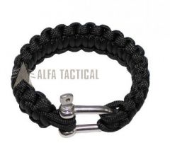 MFH Náramek Paracord MFH 2,3 cm s přezkou, černý, vel. S