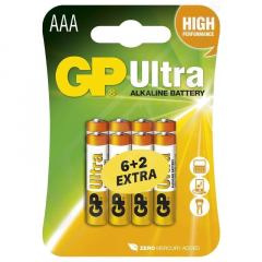 GP Batteries Baterie GP mikrotužková ALKALINE Ultra 6+2 ks, AAA 1,5 V