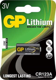 Baterie GP 3V LITHIUM CR123A, 1450mAh