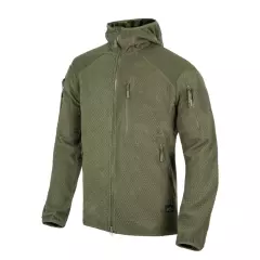 Fleecová mikina Helikon Alpha Hoodie Jacket - Grid Fleece, Olive Green