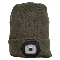 Zimní čepice s čelovkou Bennon Lumos USB, zelená