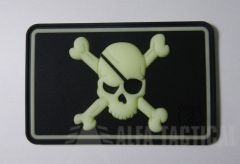 Nášivka 3D Pirate Skull 70x45mm, fluorescenční - černá