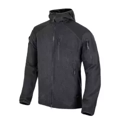Fleecová mikina Helikon Alpha Hoodie Jacket - Grid Fleece, Černá