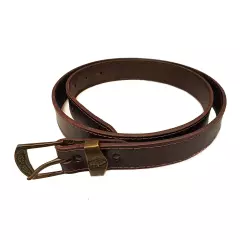 Myslivecký kožený opasek bez zdobení, 35 mm, hnědý, kanec, spona staromosaz